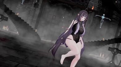 Elf VTuber stripped down in wild MMD hentai cosplay strip