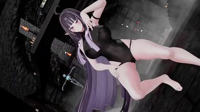 Elf VTuber stripped down in wild MMD hentai cosplay strip