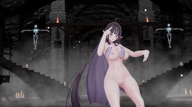 Elf VTuber stripped down in wild MMD hentai cosplay strip