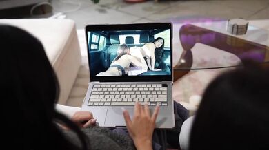 Watching their lesbian sex tape Caught my stepsister and her best friend in a hard threesome