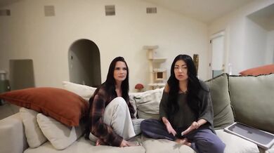 Watching their lesbian sex tape Caught my stepsister and her best friend in a hard threesome