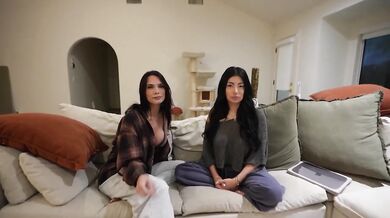 Watching their lesbian sex tape Caught my stepsister and her best friend in a hard threesome