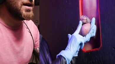 Eliza Grant stuffed in chokehold by caged glory hole cock slap