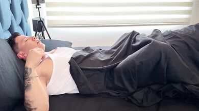Step sis catches me jerking off and deep throats my cock until cum is gushing everywhere