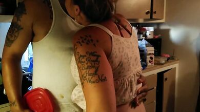 Milf Kitchen Tease Popped Her Tits While Roommate Watched