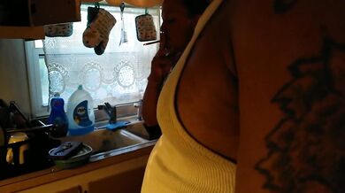 Milf Kitchen Tease Popped Her Tits While Roommate Watched