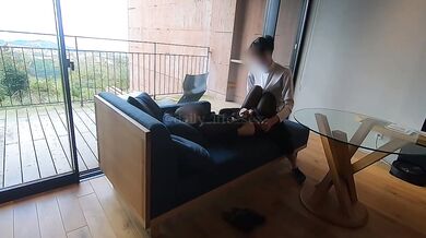 Liberating Japanese amateur POV massage climaxing under the superb view