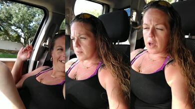 Step mom smokes in my truck while teasing me with her smokin body