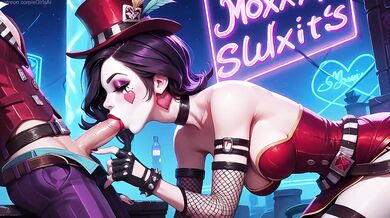 Moxxi gets destroyed with a sloppy cum-filled blowjob at the neon club