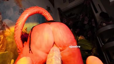 Meru the Succubus gets destroyed by a MASSIVE COCK cosplay giant dildo fucking dildo ride pussy