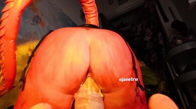 Meru the Succubus gets destroyed by a MASSIVE COCK cosplay giant dildo fucking dildo ride pussy