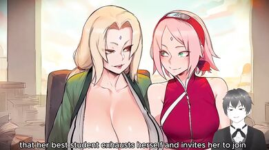Tsunade fucks her student Sakura rough futanari anal creampie