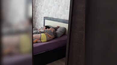 Bi threesome - stepfather returned after a party and really wanted to fuck his stepson and his girlf