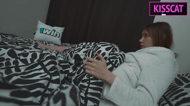 Taboo Fantasy Turns Real? Step mom Helps Step son in Share Bed with Hand, but Fills Pussy with Cum