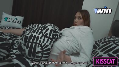 Taboo Fantasy Turns Real? Step mom Helps Step son in Share Bed with Hand, but Fills Pussy with Cum