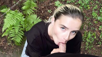 A walk in the woods with a friend ended with a quick blowjob