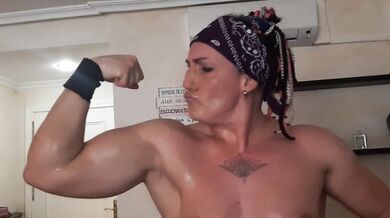 Flexing my muscles in oil