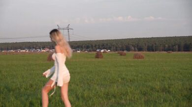 Fucked deep in the mouth in a field after a photo shoot