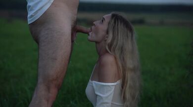 Fucked deep in the mouth in a field after a photo shoot