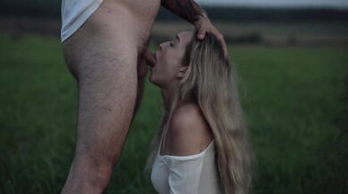 Fucked deep in the mouth in a field after a photo shoot