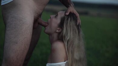 Fucked deep in the mouth in a field after a photo shoot
