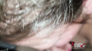 Stupid in the Throat - Shaking like a bitch - Beautiful wife keeps sucking husbands dick after he cums