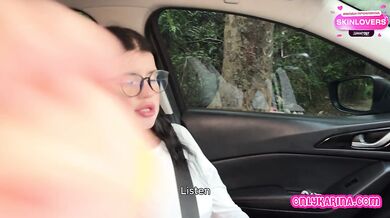 Hot Stepmom MILF In Car Shows Her Stepson The Sloppiest Blowjob And Deepthroat