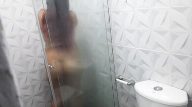 Latina stepsister wet hard in shower gangbang