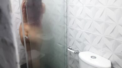 Latina stepsister wet hard in shower gangbang