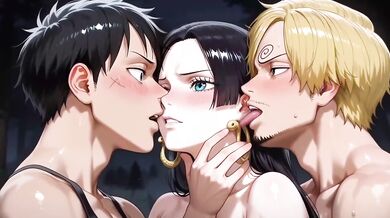 Two guys one girl ruined her tight little pussy raw hardcore threesome