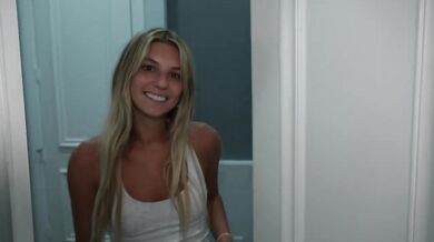 College blonde gets plowed raw in her dorm room fuck fest