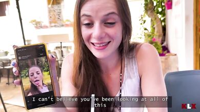 Caught and ruined her risky public blowjob when he found out she makes porn