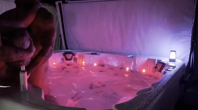 Hottub gangbang with tattooed BBW babes stuffed by huge black cocks