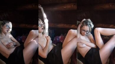 Blonde French babe rubs her pussy raw in tiny skirt part one