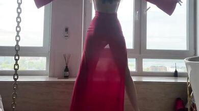 Goddess in dress teases worshipping feet until perfect ass glistens
