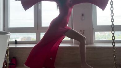Goddess in dress teases worshipping feet until perfect ass glistens