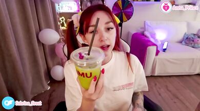 Naughty redheaded teen strips naked teases her tight ass