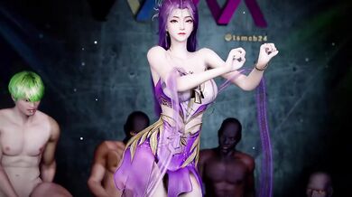 3D hentai stripper first gangbang with BBCs rough fucking cosplay