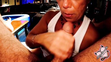 Blue eyed MILF deepthroat POV hubby zoomedin 50 year old freaky tongue fucked