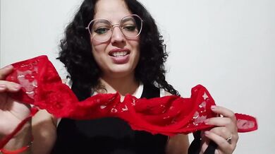 Joi meets her neighbor's wet panties hot fetish domination cum on tongue