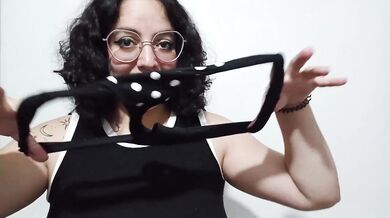 Joi meets her neighbor's wet panties hot fetish domination cum on tongue
