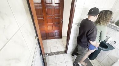 Stepniece rubs against him in bathroom caught on tape