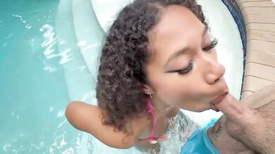 Stepdaughter Sucks Stepdad Poolside Pounding Big Tits POV
