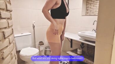 Gym Bathroom Surprise Caught Ass Out Loaded Hotwife Choked on Deep Creampie