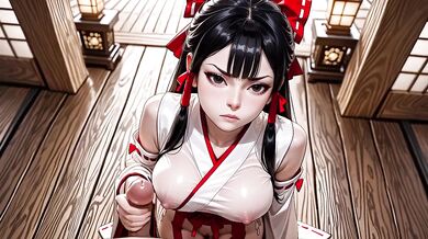 Horny Shrine Maiden Hina drains you in raw Hentai POV