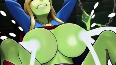 Supergirl's big tits bust through bondage as aliens watch her struggle