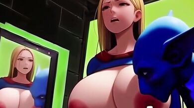 Supergirl's big tits bust through bondage as aliens watch her struggle