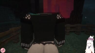 Minecraft blows my huge cock deepthroats me and swallows all my cum