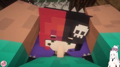 Minecraft blows my huge cock deepthroats me and swallows all my cum