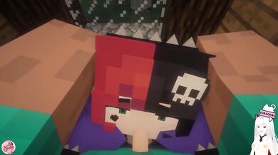 Minecraft blows my huge cock deepthroats me and swallows all my cum
